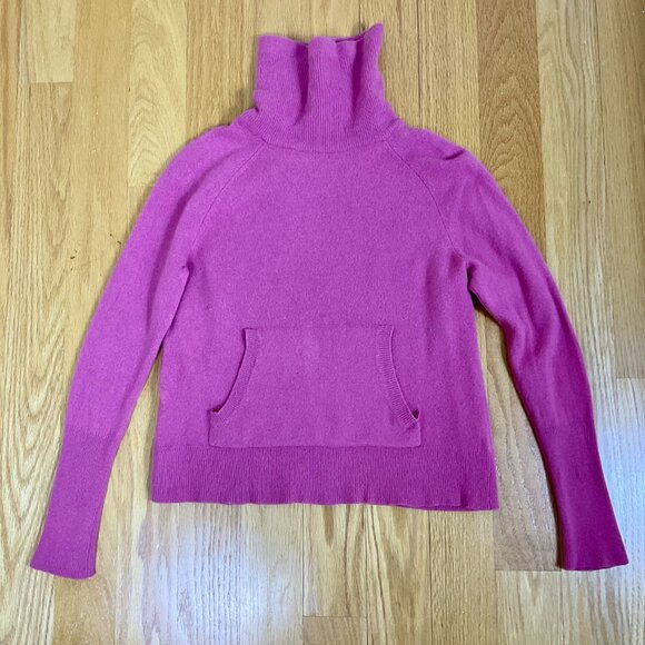 Max Studio Sweater Cashmere Turtleneck Dusty Pink Front Pouch (M) - Picture 4 of 7